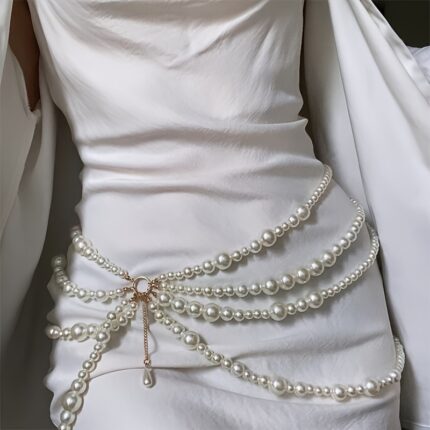 Elegant Faux Pearl Waist Chain Belt