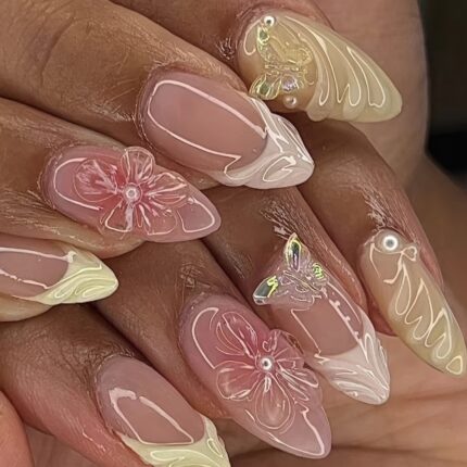24pcs almond-shaped artificial nails