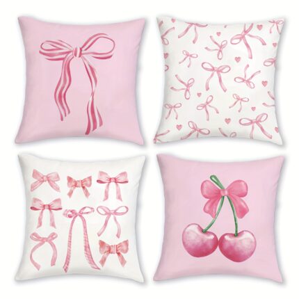 Coquette Bow Cherry Heart Aesthetic Decor Cushion Covers