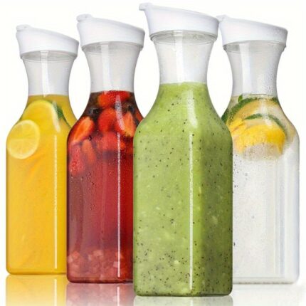 4pcs Square Transparent PET Juice Pitchers