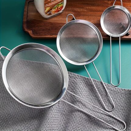 3pcs Stainless Steel Fine Mesh Strainer Set